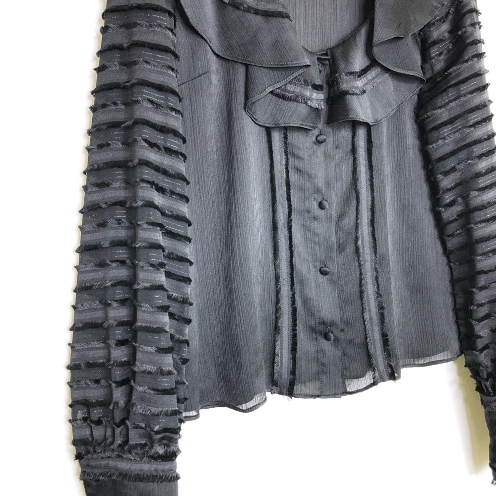 Alexis Black Ruffled Button-Front Blouse - Picture 6 of 9